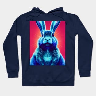 Blue rabbit on a pink background. Hoodie